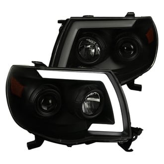 Spec-D® - Driver and Passenger Side Matte Black/Smoke Sequential LED DRL Bar Projector Headlights