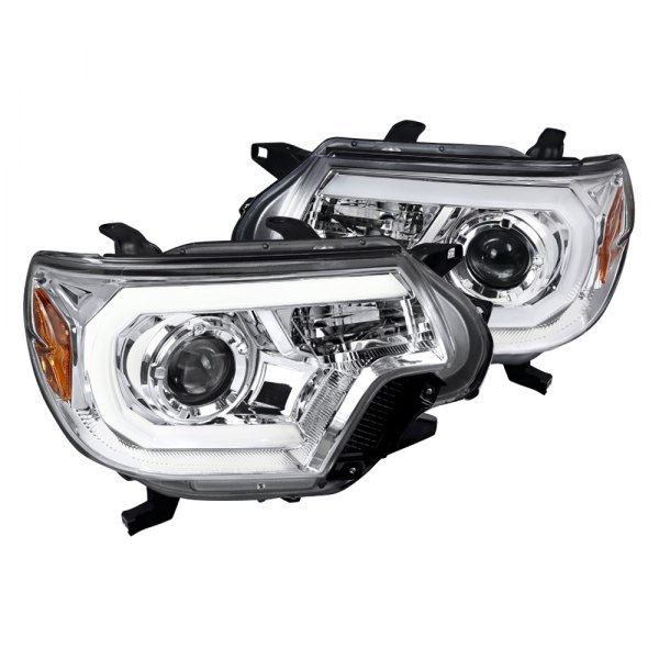Spec-D® - Chrome LED DRL Bar Projector Headlights, Toyota Tacoma