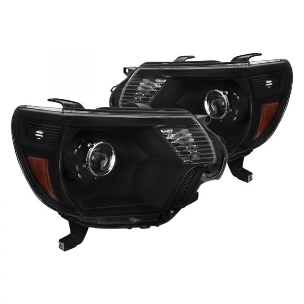 Spec-D® - Retro Style Black Projector Headlights, Toyota Tacoma