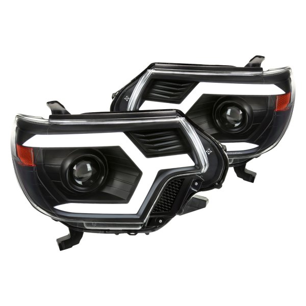 Spec-D® - Matte Black Sequential LED DRL Bar Projector Headlights, Toyota Tacoma