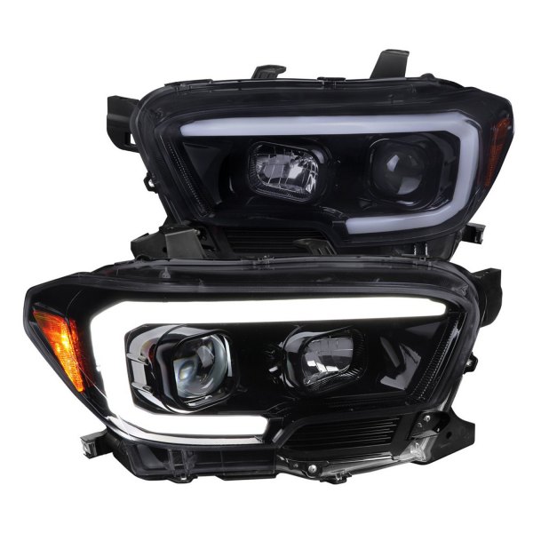 Spec-D® - Driver and Passenger Side Glossy Black/Smoke Sequential LED Light Tube Projector Headlights