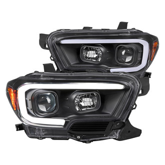 Spec-D® - Driver and Passenger Side Matte Black Switchback LED DRL Bar Projector Headlights