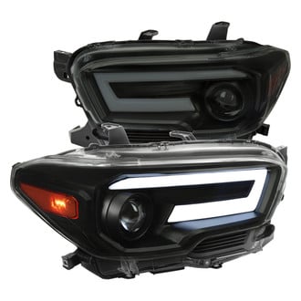 Spec-D® - Driver and Passenger Side Black/Smoke Sequential LED DRL Bar Projector Headlights