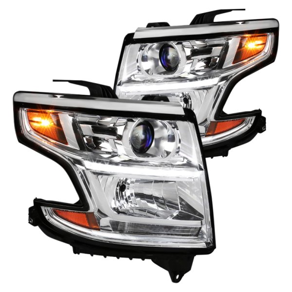 Spec-D® - Chrome Projector Headlights with LED DRL, Chevy Tahoe