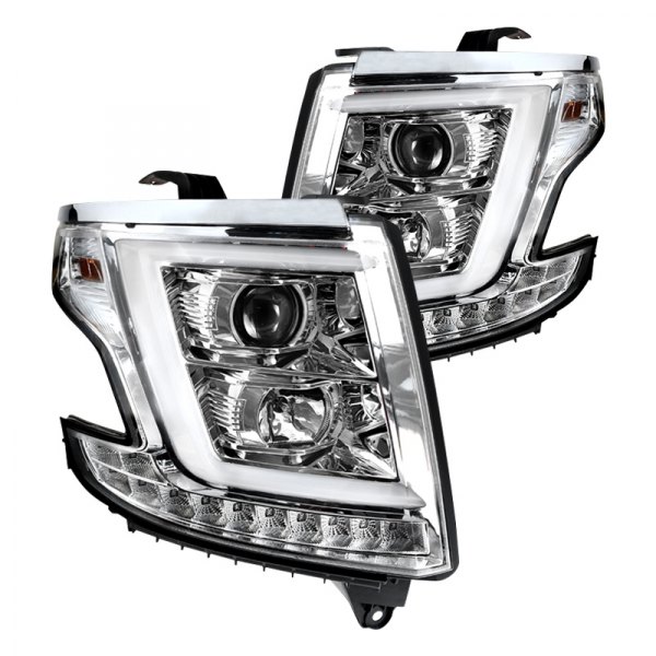 Spec-D® - Chrome DRL Bar Projector Headlights with LED Turn Signal, Chevy Tahoe