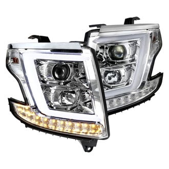 Spec-D® - Driver and Passenger Side Chrome DRL Bar Projector Headlights with LED Turn Signal