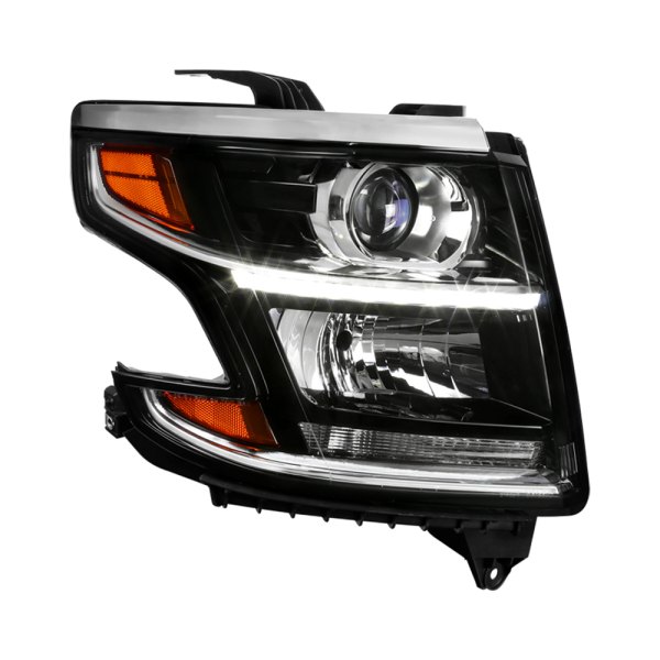 Spec-D® - Passenger Side Black Factory Style Projector Headlight with LED DRL, Chevy Tahoe