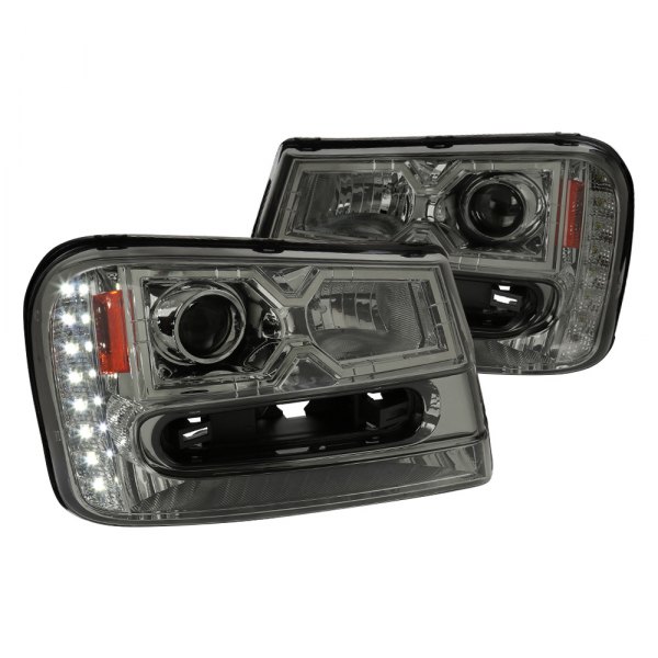 Spec-D® - Chrome/Smoke Projector Headlights with LED DRL, Chevrolet Trailblazer