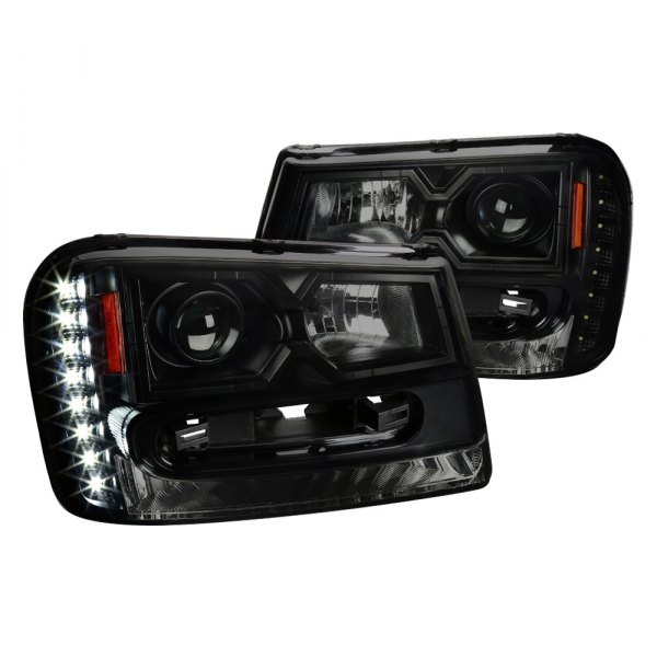 Spec-D® - Black/Smoke Projector Headlights with LED DRL, Chevrolet Trailblazer