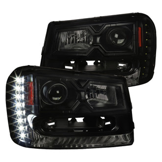 Spec-D® - Driver and Passenger Side Black/Smoke Projector Headlights with LED DRL