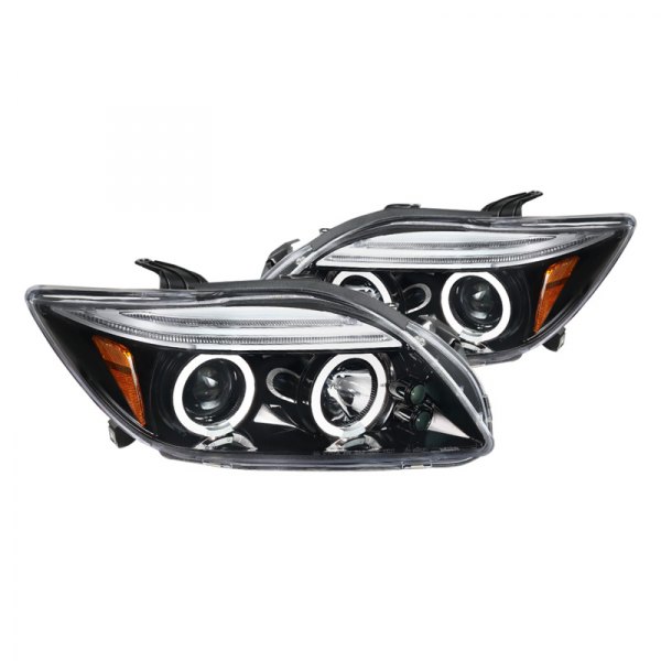 Spec-D® - Gloss Black Dual Halo Projector Headlights with Parking LEDs, Scion tC