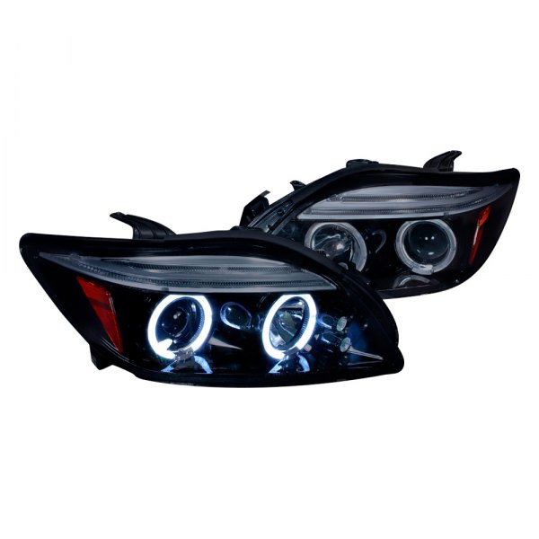 Spec-D® - Gloss Black/Smoke Dual Halo Projector Headlights with Parking LEDs, Scion tC