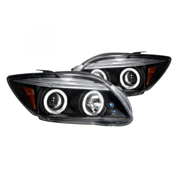 Spec-D® - Black Dual Halo Projector Headlights with Parking LEDs, Scion tC