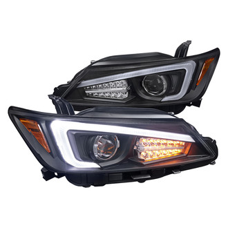 Spec-D® - Driver and Passenger Side Black DRL Bar Projector Headlights with LED Turn Signal