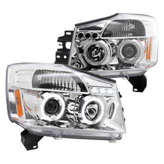 Spec-D® - Driver and Passenger Side Chrome Dual Halo Projector Headlights with Parking LEDs