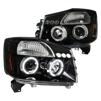 Spec-D® - Driver and Passenger Side Black Dual Halo Projector Headlights with Parking LEDs
