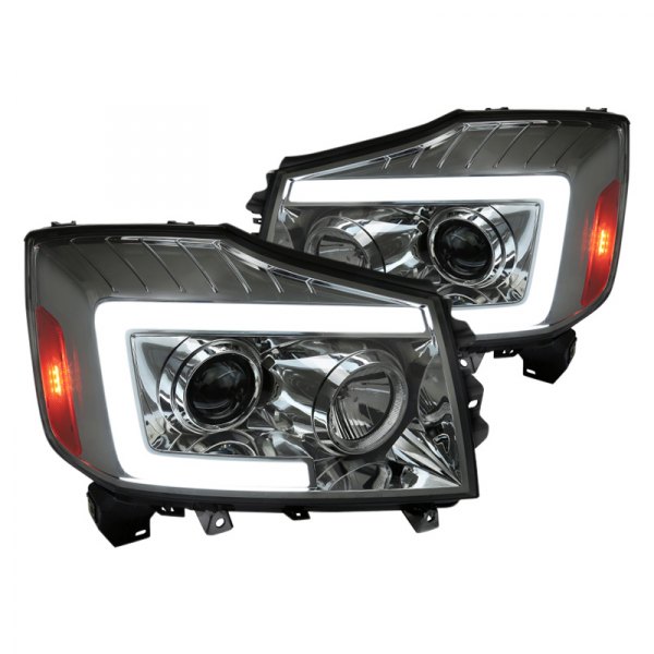 Spec-D® - Chrome/Smoke Sequential LED DRL Bar Projector Headlights