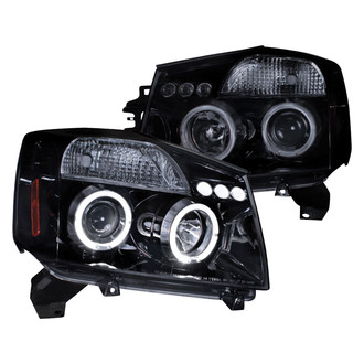 Spec-D® - Driver and Passenger Side Gloss Black/Smoke Dual Halo Projector Headlights with Parking LEDs