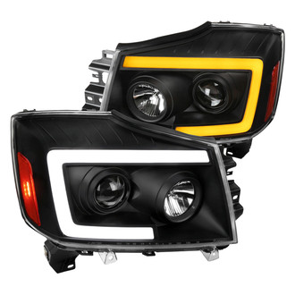 Spec-D® - Driver and Passenger Side Matte Black Switchback LED DRL Bar Projector Headlights