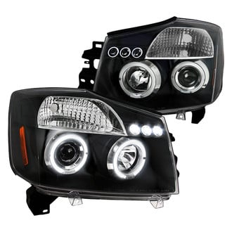 Spec-D® - Driver and Passenger Side Black Dual Halo Projector Headlights with Parking LEDs