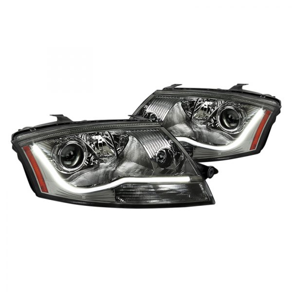 Spec-D® - Chrome/Smoke LED DRL Bar Projector Headlights, Audi TT