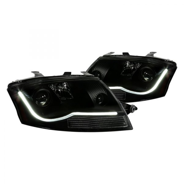 Spec-D® - Black/Smoke LED DRL Bar Projector Headlights, Audi TT
