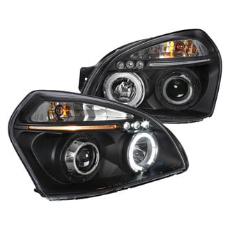Spec-D® - Driver and Passenger Side Black Halo Projector Headlights with Parking LEDs