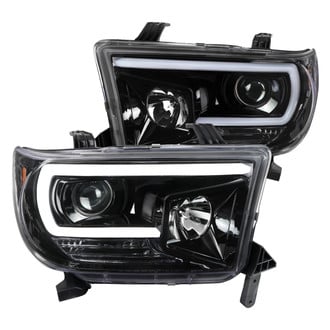 Spec-D® - Driver and Passenger Side Gloss Black LED DRL Bar Projector Headlights