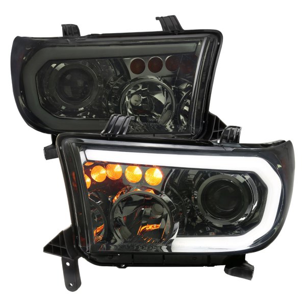Spec-D® - Chrome/Smoke DRL Bar Projector Headlights with LED Turn Signal