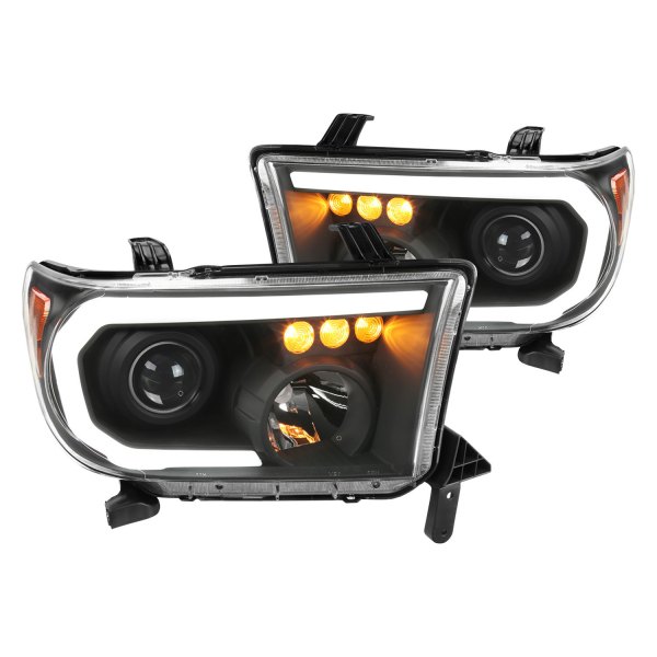 Spec-D® - Matte Black DRL Bar Projector Headlights with LED Turn Signal