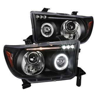 Spec-D® - Driver and Passenger Side Black Halo Projector Headlights with Parking LEDs
