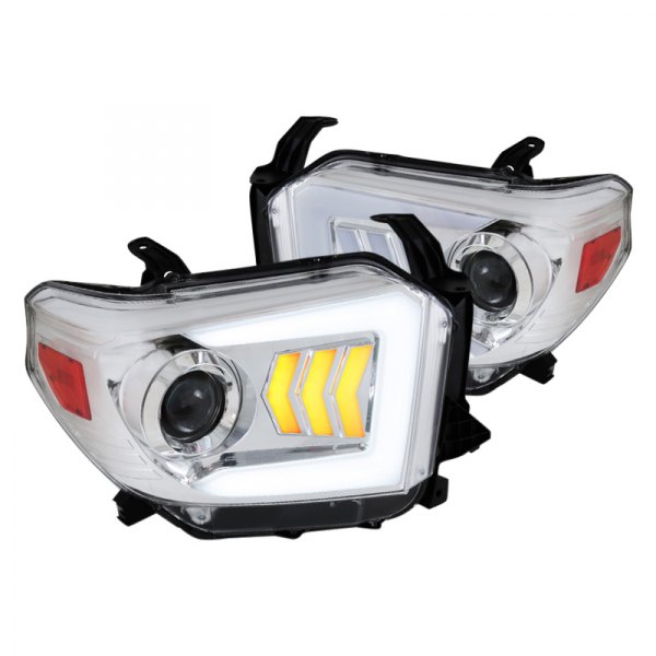 Spec-D® - Chrome LED DRL Bar Projector Headlights with Sequential Turn Signal, Toyota Tundra