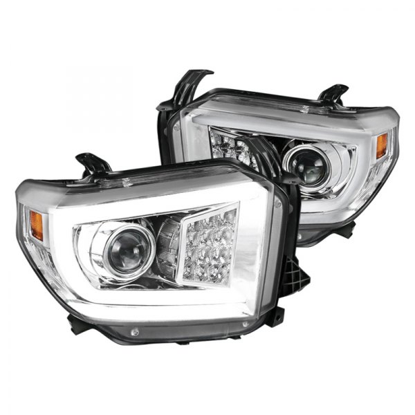 Spec-D® - Chrome DRL Bar Projector Headlights with Sequential LED Turn Signal, Toyota Tundra