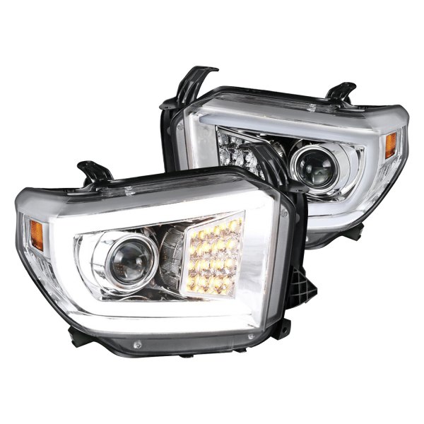 Spec-D® - Chrome LED DRL Bar Projector Headlights, Toyota Tundra