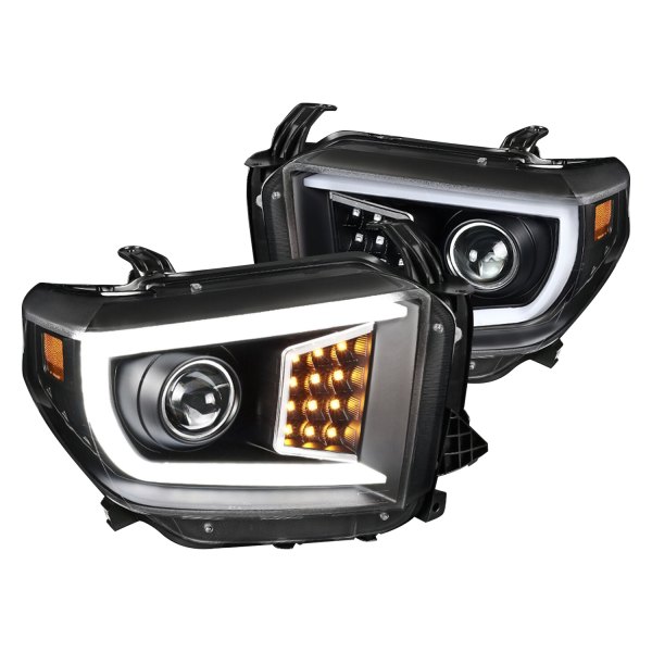 Spec-D® - Matte Black LED DRL Bar Projector Headlights, Toyota Tundra