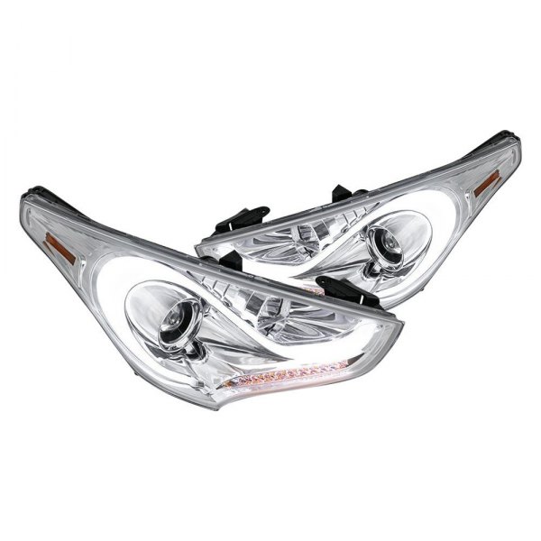 Spec-D® - Chrome DRL Bar Projector Headlights with LED Turn Signal, Hyundai Veloster