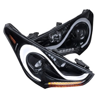 Spec-D® - Driver and Passenger Side Black DRL Bar Projector Headlights with LED Turn Signal