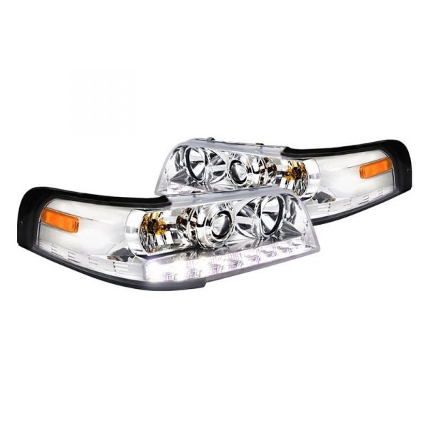 Spec-D® - Chrome Projector Headlights with LED DRL, Ford Crown Victoria