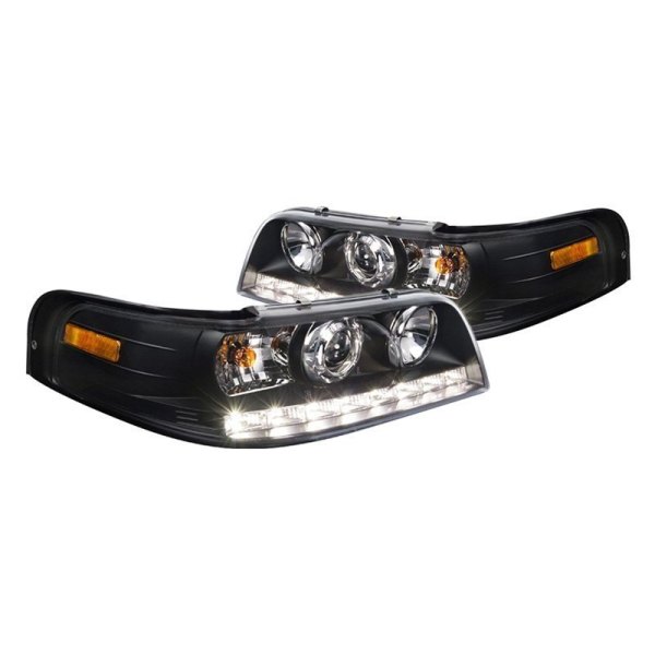 Spec-D® - Black Projector Headlights with LED DRL, Ford Crown Victoria