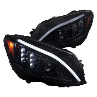 Spec-D® - Driver and Passenger Side Gloss Black/Smoke Sequential LED DRL Bar Projector Headlights