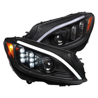 Spec-D® - Driver and Passenger Side Matte Black Sequential LED DRL Bar Projector Headlights