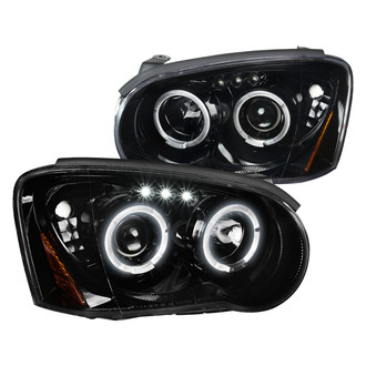 Spec-D® - Driver and Passenger Side Gloss Black Halo Projector Headlights with Parking LEDs