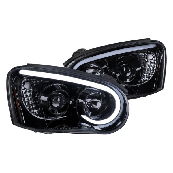 Spec-D® - Gloss Black/Smoke LED DRL Bar Projector Headlights, Subaru Impreza