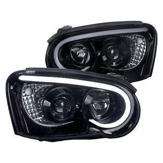 Spec-D® - Driver and Passenger Side Gloss Black/Smoke LED DRL Bar Projector Headlights
