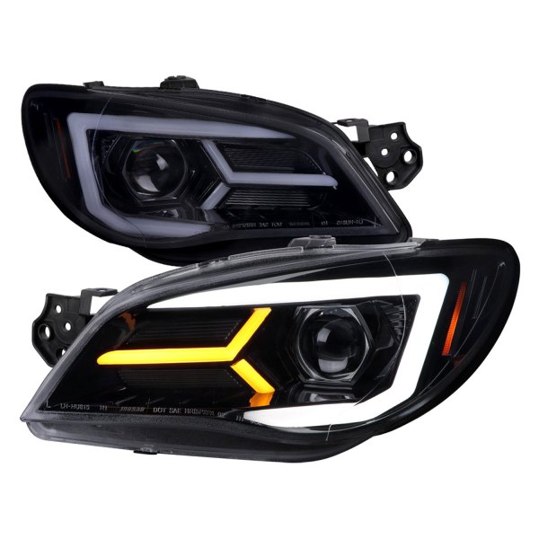 Spec-D® - Glossy Black/Smoke Sequential LED DRL Bar Projector Headlights