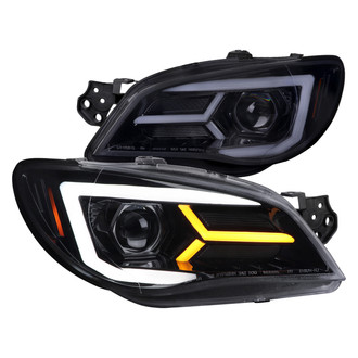 Spec-D® - Driver and Passenger Side Gloss Black/Smoke Sequential LED DRL Bar Projector Headlights