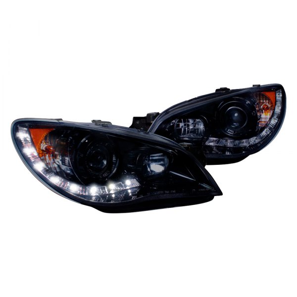 Spec-D® - Chrome/Smoke Projector Headlights with LED DRL, Subaru WRX
