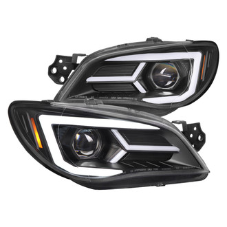 Spec-D® - Driver and Passenger Side Matte Black Sequential LED DRL Bar Projector Headlights