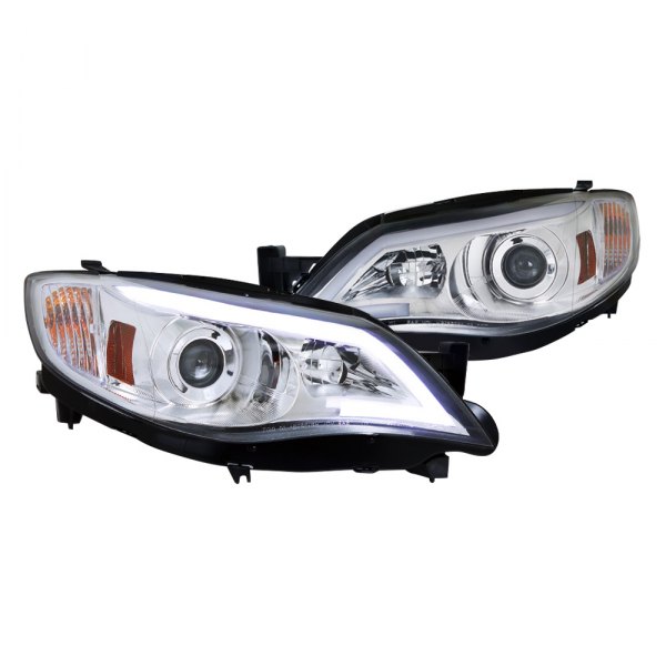 Spec-D® - Chrome LED DRL Bar Projector Headlights, Subaru WRX