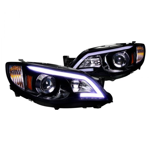 Spec-D® - Gloss Black/Smoke LED DRL Bar Projector Headlights, Subaru WRX